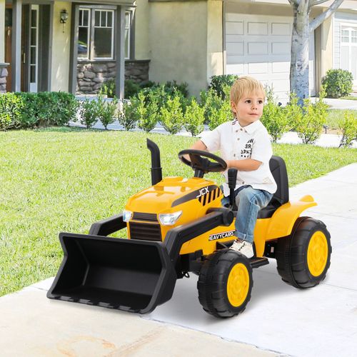 Tracteur Electrique 12v/7ah Tractopelle Pour Enfants Télécommande 2,4g Démarrage Progressif LED