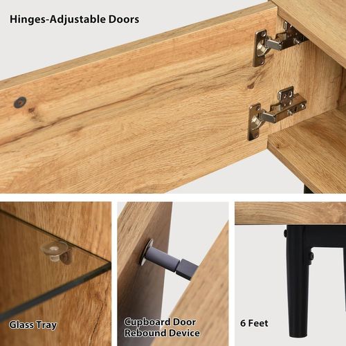 Armoire TV , Meuble TV Style Industriel 175cm Avec LED , Etagères Et Rangement , 3 Portes , Bois