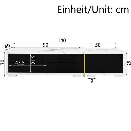 Meuble TV Moderne à Longueur Variable (140-260 Cm), Meuble TV Bas Avec Fonction Rotative , Noir