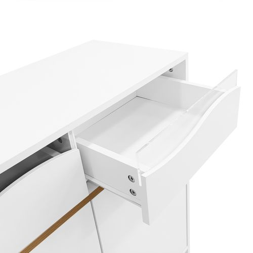 Armoire à Chaussures Blanc Moderneavec LED Et 2 Tiroirs, Design Et Éclairage Pour Couloir