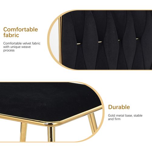 Lot De 2 Chaises De Salle à Manger, Fauteuils Modernes En Velours Avec Cadre En Métal Doré, Noir