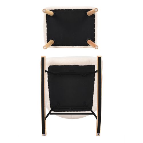 Chaise De Lecture Avec Ottomane Et Dossier Réglable, Avec Poche Latérale Pour Salon , Blanc