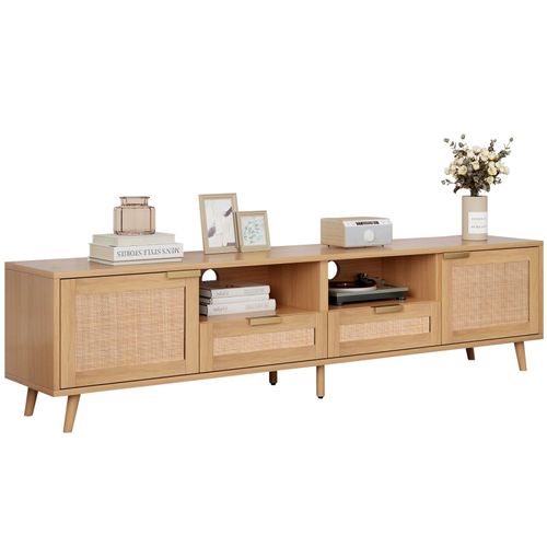 Meuble TV Vintage En Rotin Avec Beaucoup D'espace De Rangement, Meuble TV, Meuble TV De Salon, Bois