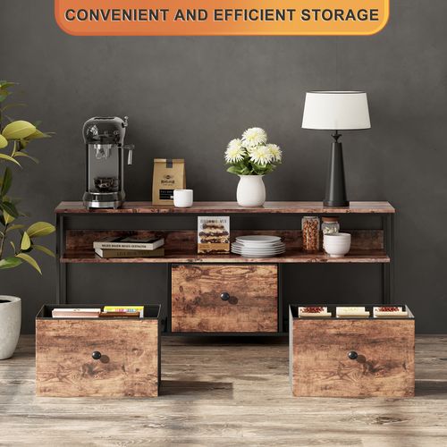 Meuble TV 108 X 30 X 57 Cm , Avec Éclairage LED Et Tiroirs , Avec Espace De Rangement , Bois