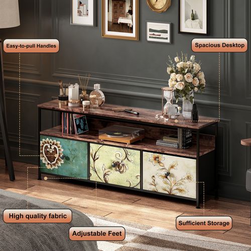 Meuble TV  108 X 30 X 57 Cm , Avec Éclairage LED Et Tiroirs , Avec Espace De Rangement, Multicolore