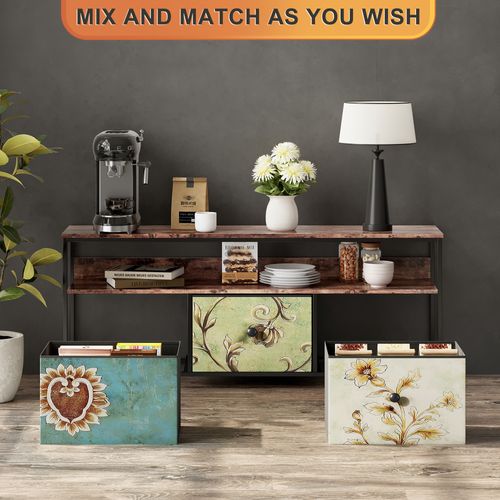 Meuble TV  108 X 30 X 57 Cm , Avec Éclairage LED Et Tiroirs , Avec Espace De Rangement, Multicolore