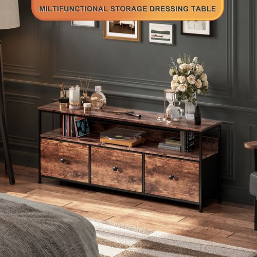 Meuble TV 137 X 30 X 57 Cm , Avec Éclairage LED Et Tiroirs , Avec Espace De Rangement , Bois