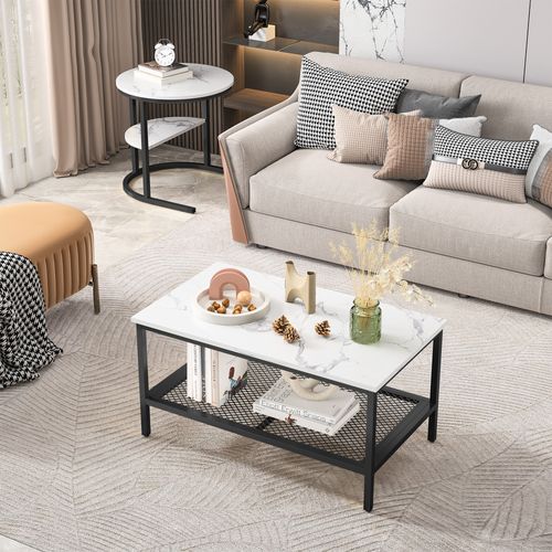 Lot De 2 Tables Basses Gigognes Modernes, Table D'appoint Ronde Pour Canapé Et Chambre, Nior