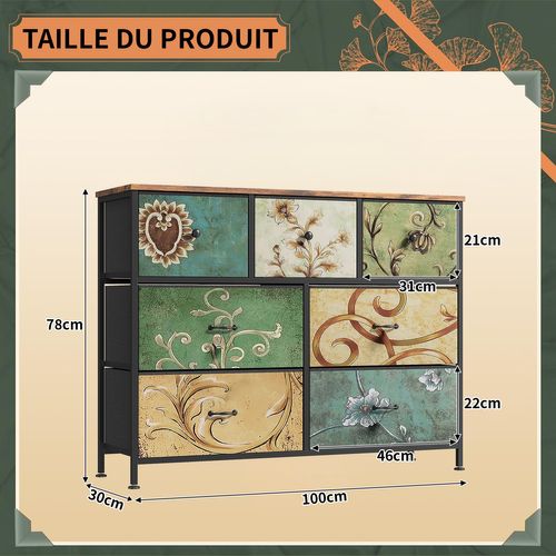 Commode Avec 7 Tiroirs En Métal, Multicolore