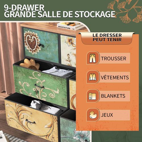 Commode Avec 7 Tiroirs En Métal, Multicolore