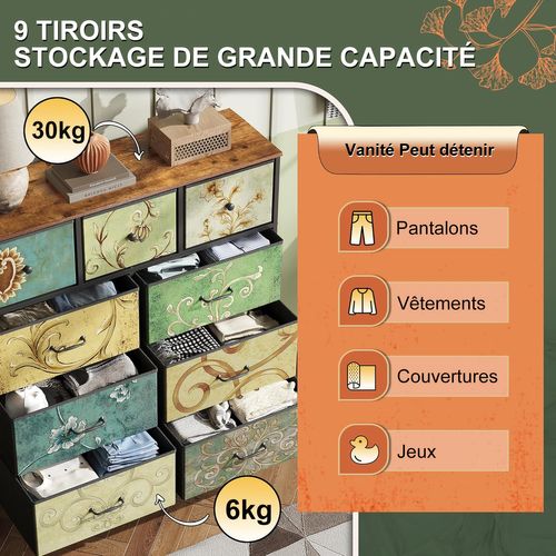 Commode Avec 9 Tiroirs En Métal, Multicolore