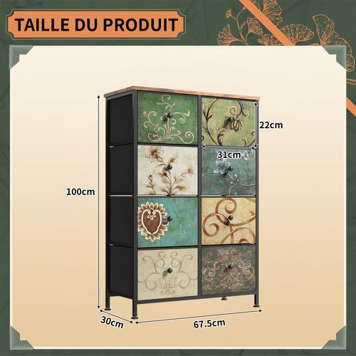 Meuble De Rangement De Chambre à 8 Tiroirs, Cadre En Métal, Multicolore