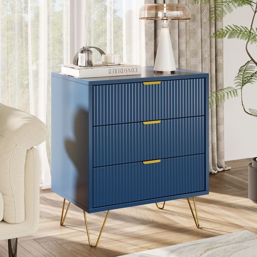 Commode Avec 3 Tiroirs, 60 X 40 X 70 Cm, Bleu