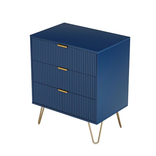 Commode Avec 3 Tiroirs, 60 X 40 X 70 Cm, Bleu