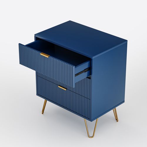 Commode Avec 3 Tiroirs, 60 X 40 X 70 Cm, Bleu
