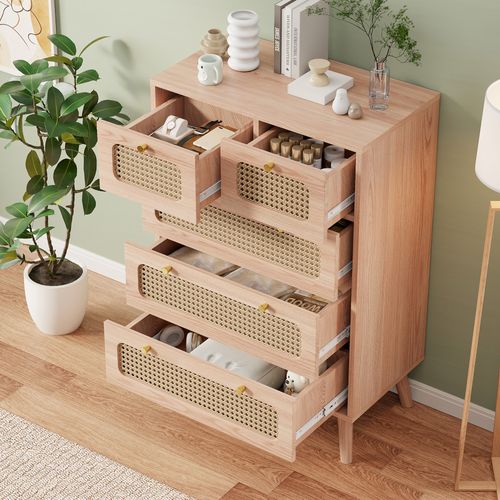 Commode En Bois à 5 Tiroirs Élégante - Bois