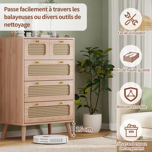 Commode En Bois à 5 Tiroirs Élégante - Bois