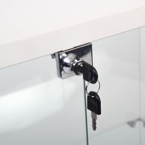 Vitrine En Verre Avec Serrure, Grande Vitrine Transparente Pour Objets De Collection, Livres, Blanc