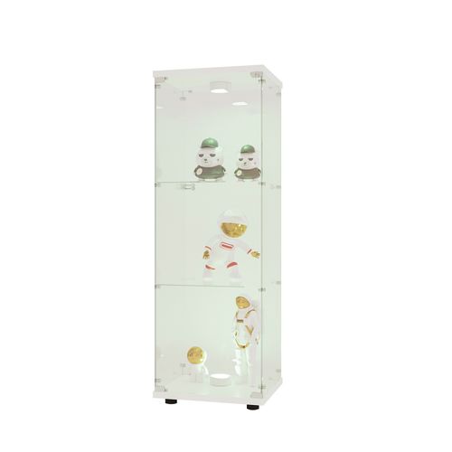 Vitrine Avec Verre , Éclairage LED Avec 3 Porte Et 3 Compartiments, 125 X 40 X 36 Cm , Blanc
