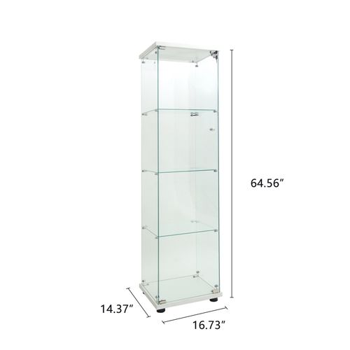 Vitrine En Verre 4 Couches Avec LED , Vitrine En Verre Pour Salon , Vitrine De Collection , Blanc