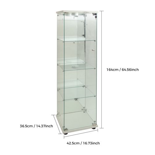 Vitrine En Verre Miroir, 4 Portes , LED, Blanc