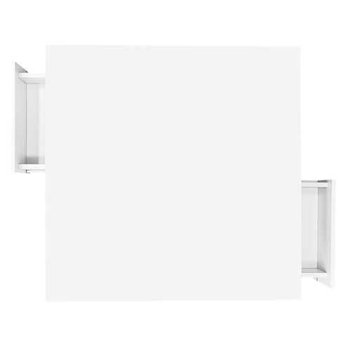 Table Basse Carrée Blanc Et Or, Table Basse De Salon Avec 2 Tiroirs, Avec Des Lignes Dorées En Bas