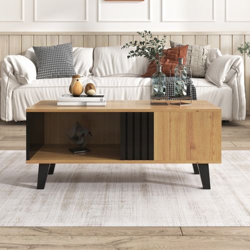 Table Basse, Buffet, Commode Avec Bois Et Design Noir, Table De Salon Avec Tiroirs, Table D'appoint