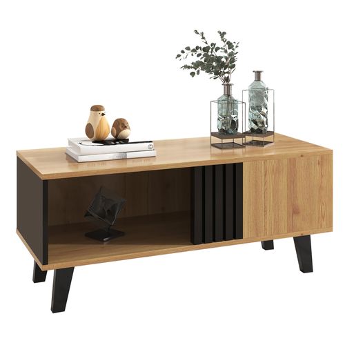 Table Basse, Buffet, Commode Avec Bois Et Design Noir, Table De Salon Avec Tiroirs, Table D'appoint