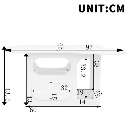 Table Basse En Forme De Nuage Avec Tiroirs Incurvés, Compartiments De Rangement Ouverts, Blanc