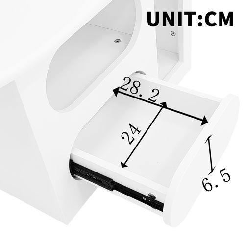 Table Basse En Forme De Nuage Avec Tiroirs Incurvés, Compartiments De Rangement Ouverts, Blanc