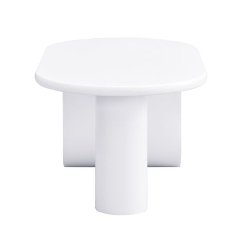 Table Basse Ovale Moderne En Blanc, Avec Un Design Simple, Des Pieds Solides En Forme De U