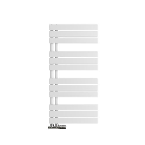 Sèche-serviettes à Eau Chaude 1041x500mm, 529w, Panneau Plat, Raccords Latéraux, Blanc