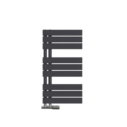 Sèche-serviettes à Eau Chaude 762x400mm, 342w, Panneau Plat, Raccords Latéraux, Anthracite