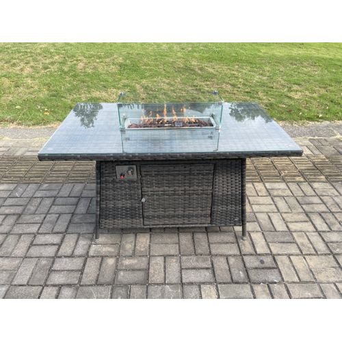 Salon De Jardin Exterieur Table De Foyer à Gaz Avec Canapé Lounge Table D'appoint Grand Tabouret