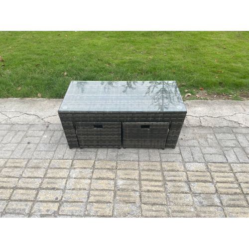 11 Places Ensemble De Meubles De Jardin Avec   2 Tables D'appoint 3 Tabourets