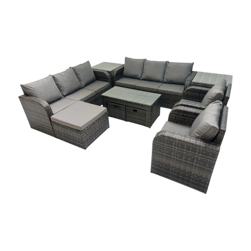 11 Places Ensemble De Meubles De Jardin Avec   2 Tables D'appoint 3 Tabourets