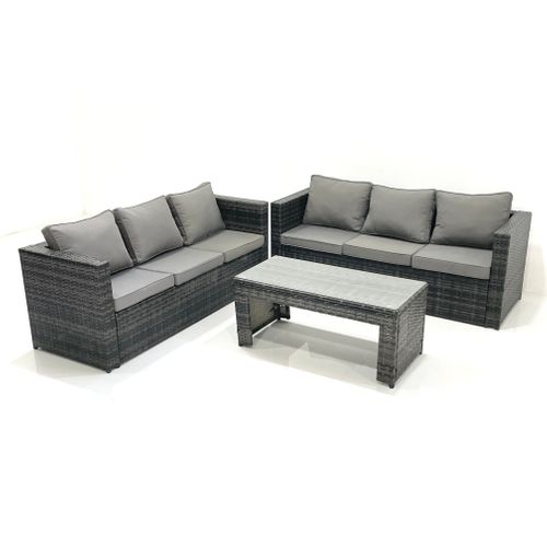 Salon De Jardin Extérieur Avec Table Basse Carrée Gris Foncé Mixte