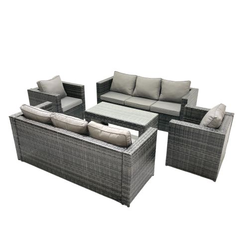 Ensemble De Meubles De Jardin En Polyrotin Avec Table Basse Fauteuil Gris Foncé Mixte