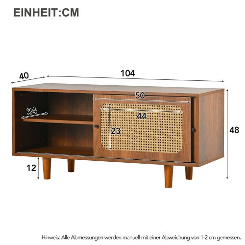Armoire à Chaussures En Rotin Avec 2 Portes Et Étagères Réglables
