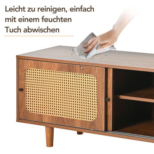 Armoire à Chaussures En Rotin Avec 2 Portes Et Étagères Réglables