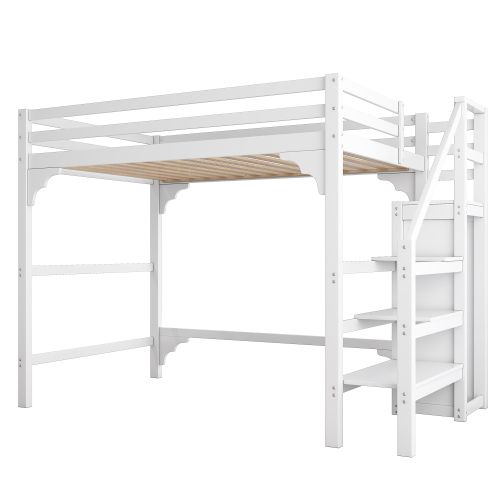 Lit Mezzanine Pour Enfant 140x200 Cm Avec Sommier À Lattes, Blanc