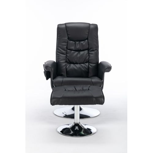 Fauteuil Massage Inclinable En Similicuir Avec Repose-pieds Ottoman Et 5 Points De Massage Noir