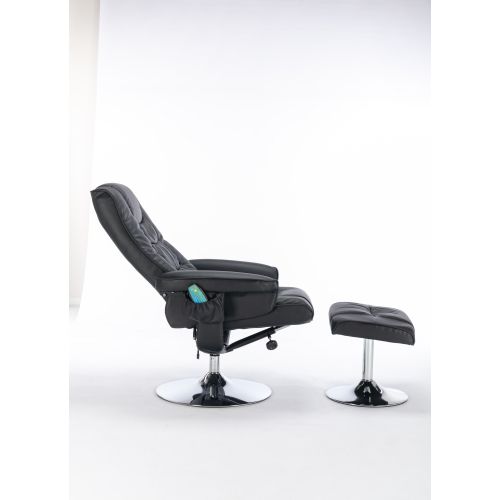 Fauteuil Massage Inclinable En Similicuir Avec Repose-pieds Ottoman Et 5 Points De Massage Noir