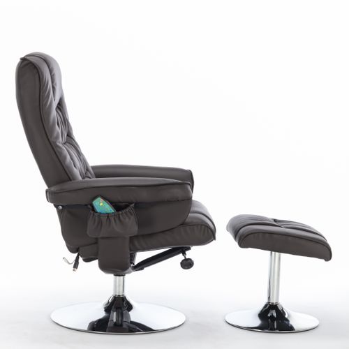 Fauteuil De Massage Inclinable Avec Repose-pieds, En Pu, Avec 5 Points De Massage
