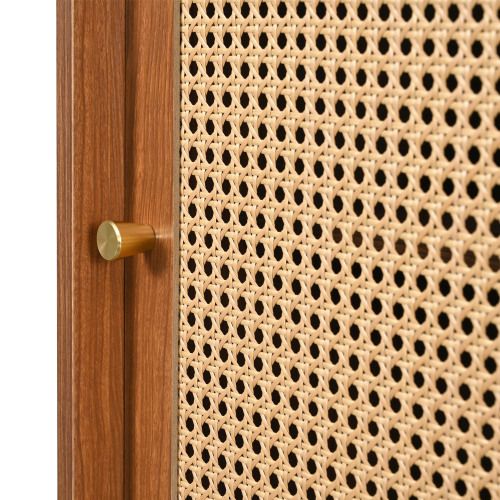 Buffet En Noyer Avec 3 Tiroirs Et 3 Portes Coulissantes, 120x40x78 Cm