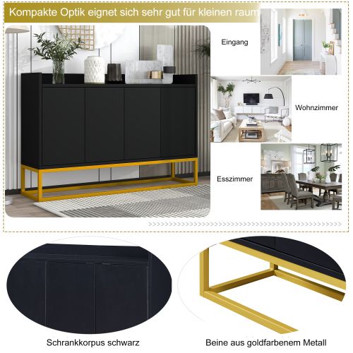 Buffet Moderne Au Style Minimaliste, Armoire De Buffet Sans Poignée à 4 Portes (noir)