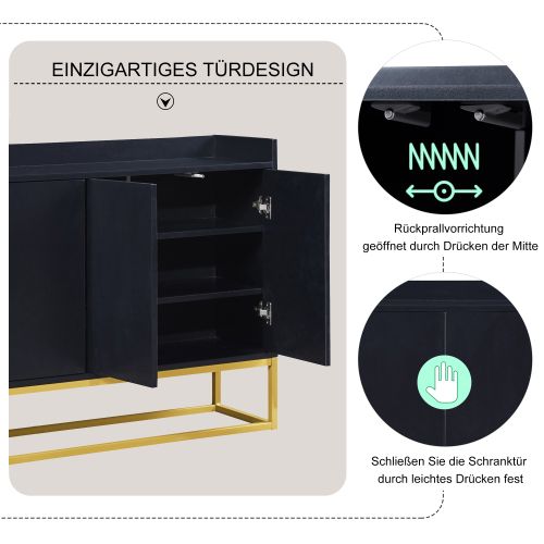 Buffet Moderne Au Style Minimaliste, Armoire De Buffet Sans Poignée à 4 Portes (noir)