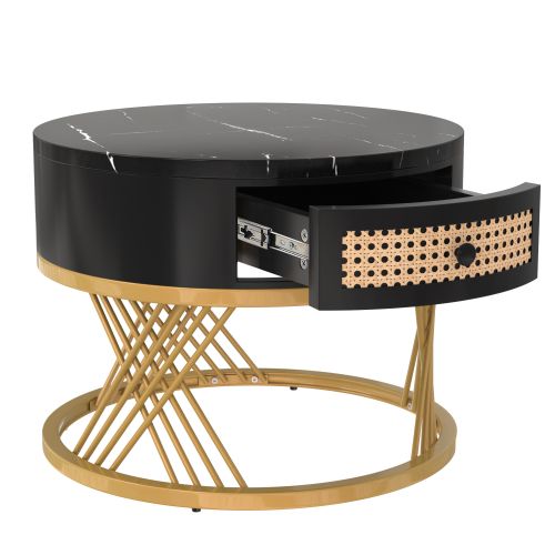 Table En Mdf Avec Plateau En Marbre 70x70x45,5 Cm + 50x50x38,5 Cm