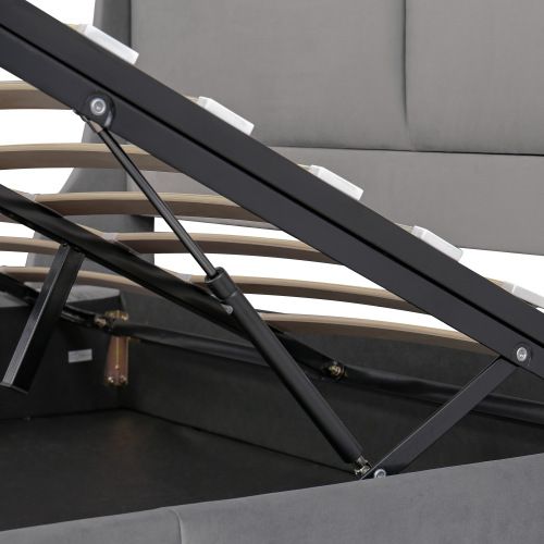 Lit à Tête De Lit Coussinée 160 X 200 Cm, Gris