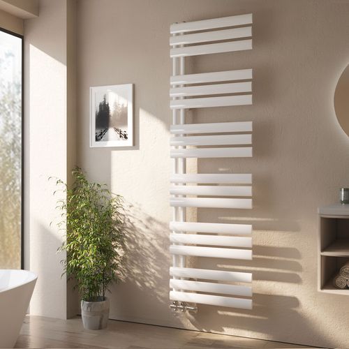 Sèche-serviette Eau Chaude  Raccord Latéral Radiateur Sèche-serviettes Blanc 174x50cm 683w
